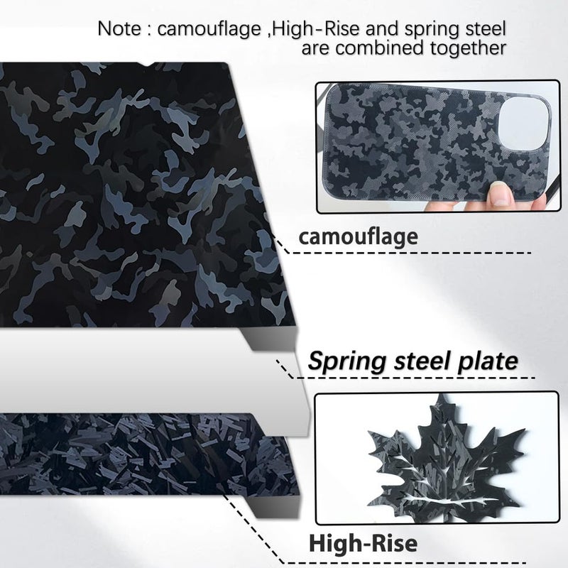 Wefuit Camouflage+High-Rise 3D Printer K1 K1C Sheet 235x235m,Smooth Spring Steel Build Plate for Creatily K1C/K1/Ender 3 V3/Ender 3 V3 KE/Ender V3 SE/Ender 5 S1/Ender 3 S1 Pro/Ender 3 S1 3D Printer. - Image 3